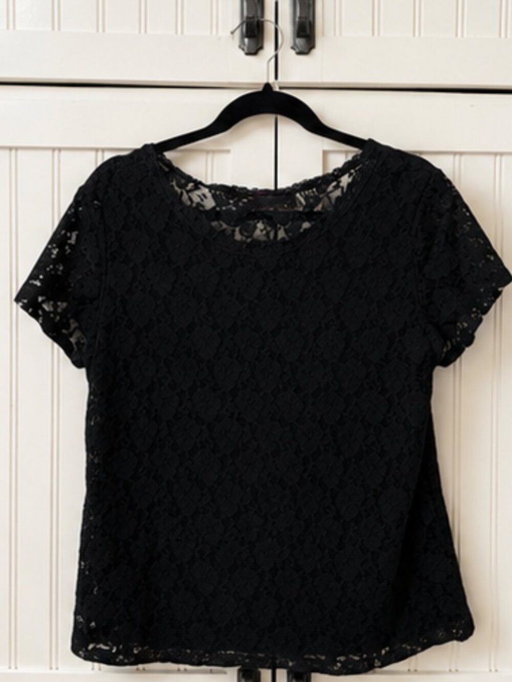 Blooming Rose Black Floral Lace Top Size XL